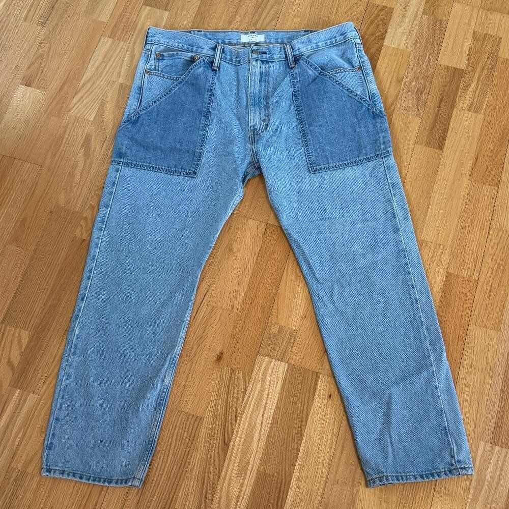 Levi's 502 Altered Double Pocket Light Blue Wash Denim Jeans Size 38x30